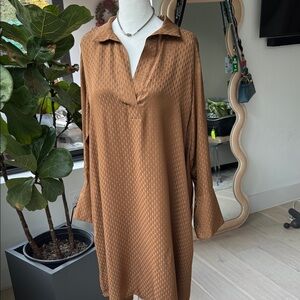 NWT Carolina Herrera Logo Silk Shirt Dress